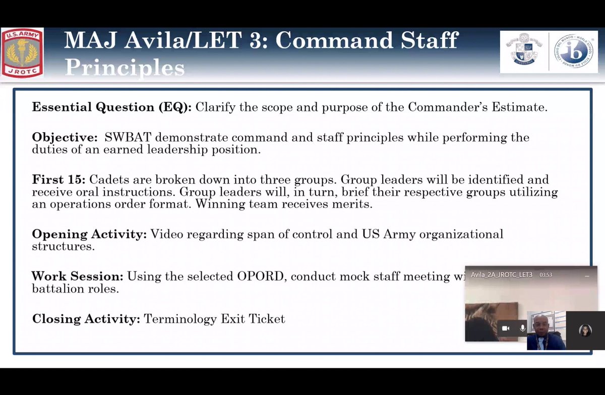 DearDrHenry's tweet image. MAJ Avila and students demonstrated command and staff principals this morning. #500ClassroomChallenge #500Classrooms #Class44 @JKRobinsonEDU