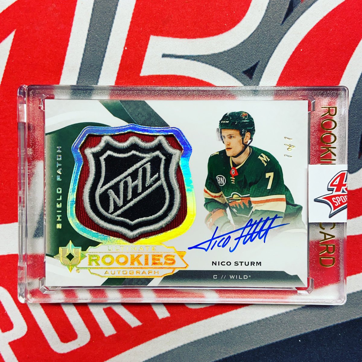 450Sports's tweet photo. Well here’s our 2nd shield of the day!! You didn’t see the break or you’re wondering were to join our breaks? Easy ! Facebook : 450 sports hockey breaks.... more shield to come :D  @mnwild @UpperDeckHockey @SHOWYOURHITS @ClubOneOfOne1 https://t.co/T9IOUbeFCO