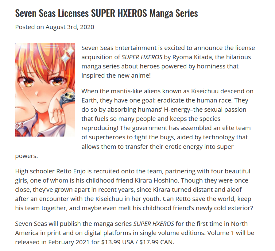 SUPER HXEROS  Seven Seas Entertainment