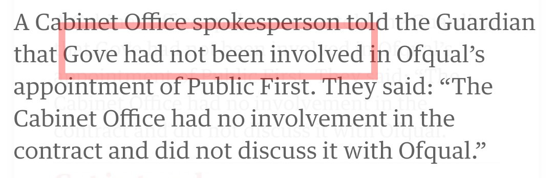 They deny Gove was involved in the award but there is no specific denial that Cummings was involved in handing over public money to their associates.There is also no good reason why they should refuse to say how much public money they have given to Gove/Cummings' pals. 2/