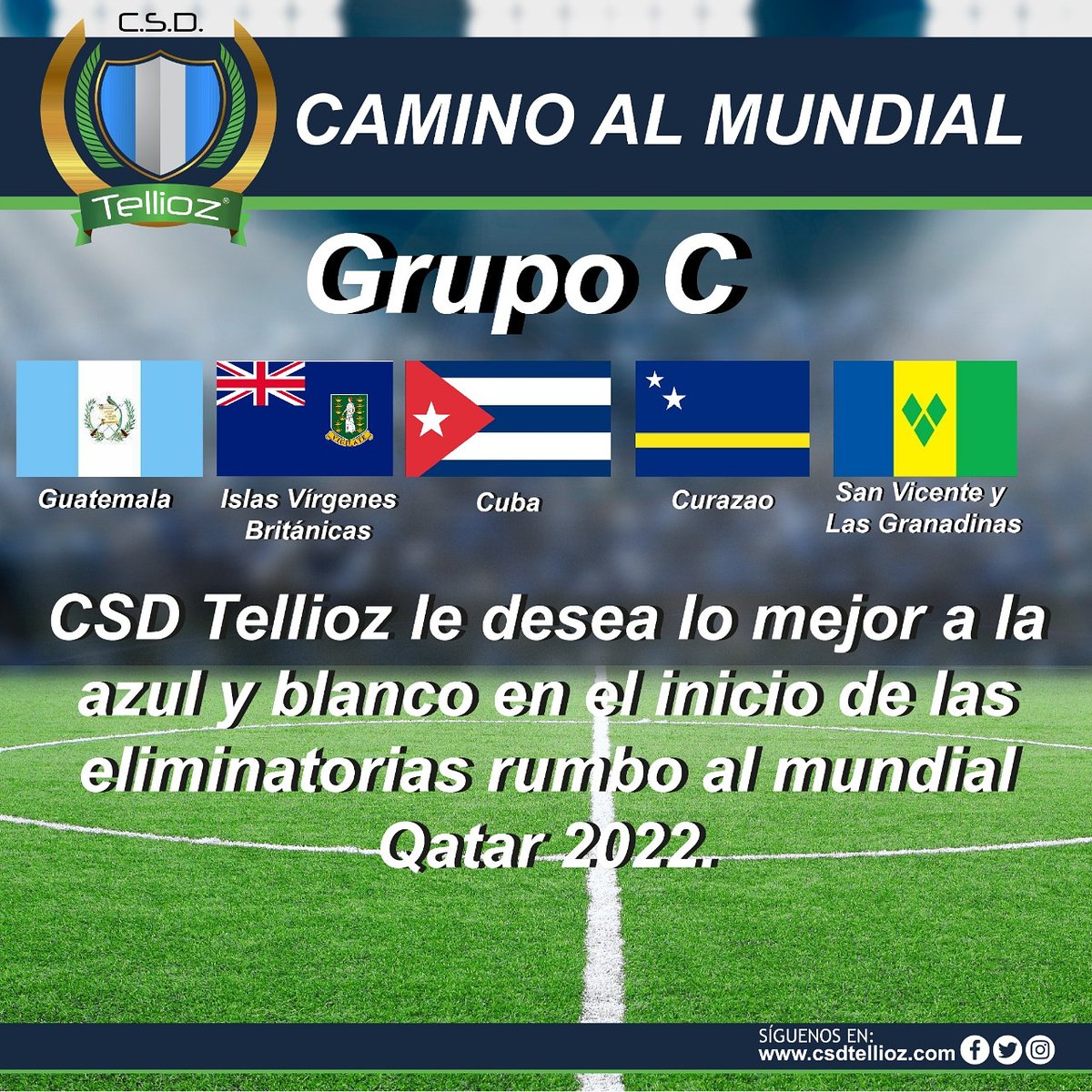 CsdTellioz's tweet photo. Capsulas Deportivas #Tellioz 

Calendario eliminatorio Qatar

#Miércoles 7 de octubre 
Guatemala vs Cuba
#Sábado 10 de octubre 
Islas Vírgenes Británicas vs Guatemala
#Viernes 13 de noviembre 
Guatemala vs San Vicente y las Granadinas
#Martes 17 de noviembre 
Curazao vs Guatemala https://t.co/IFHNX89ABU