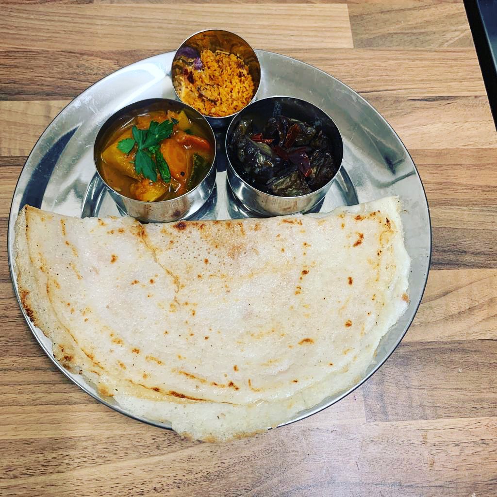 PekoeMellowTea's tweet photo. Breakfast fresh, breakfast interesting . Gobi’s sweet Dosa with aubergine takes one of  Gobi’s favourite childhood memories from growing up in Jaffna and being served this tasty dish with love. #breakfastfreshvreakfastinteresting #breakfastfresh #pekoemellow #pekoemellowteahouse https://t.co/42izsWNvzc
