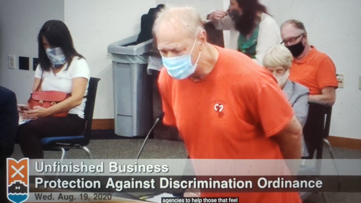 This guy is against the ordinance because of "common sensical" reasons like "homosexuals have come onto" him. He says he "he loved them and prayed for them." He says Boy Scouts are in trouble for letting "homosexuals" lead groups. He says the same about Catholic priests.