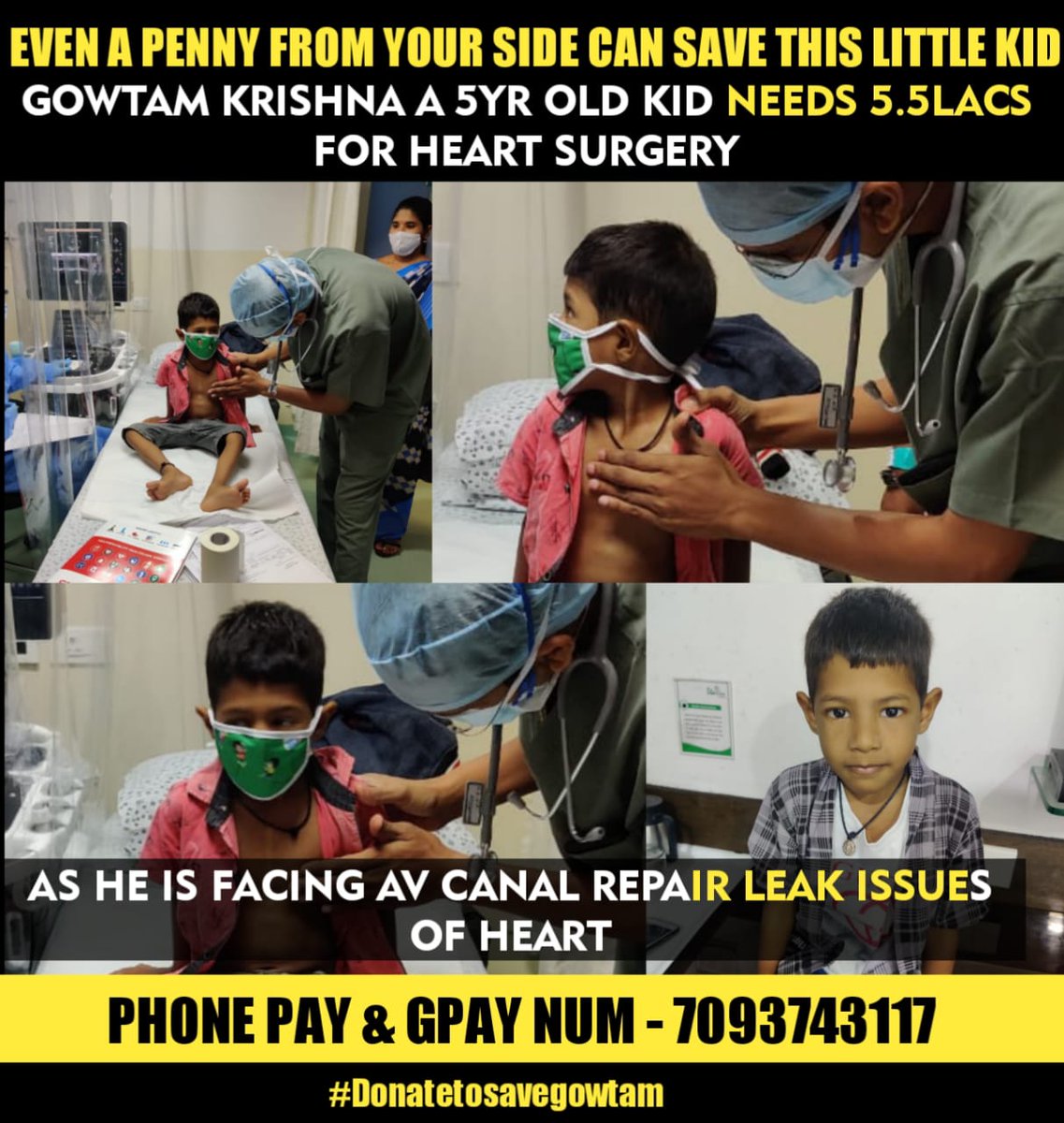 TeamNavaSwapna's tweet photo. Please help Gowtham krisnaaa @VenkyKudumula @ 6 years old boy please support https://t.co/h7snP7GagJ