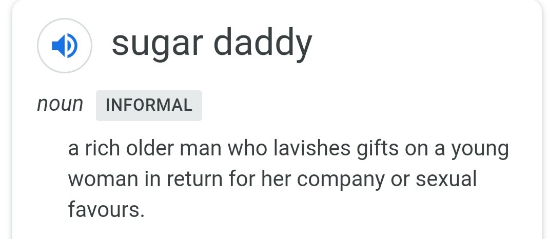 The rest was a piece of cake. He typed "what is a sugar daddy" on the search bar.And this is what came next: