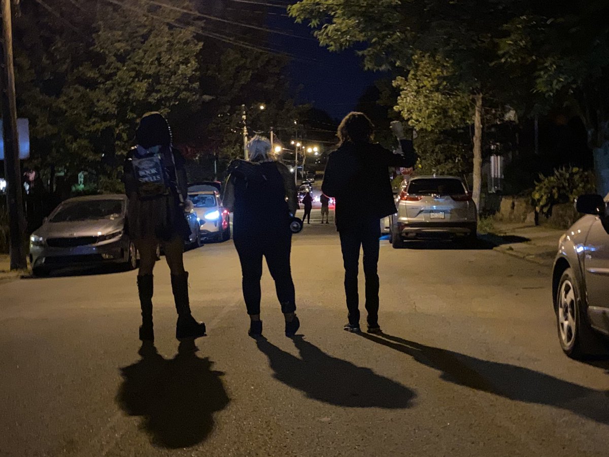 Freedom fighters on the front line. Riot gear just showed up on the other side.