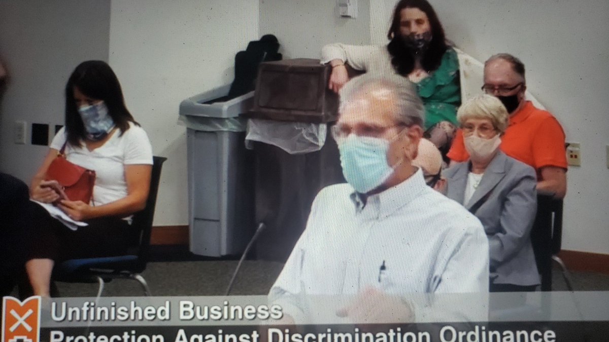 This guy threatens that passing the ordinance "creates a distinct class" which would give "them preeminence" over "us"."When I was a kid living around Holland, I thought there were ordinances against public displays of affection." He says straight PDA offends him but...