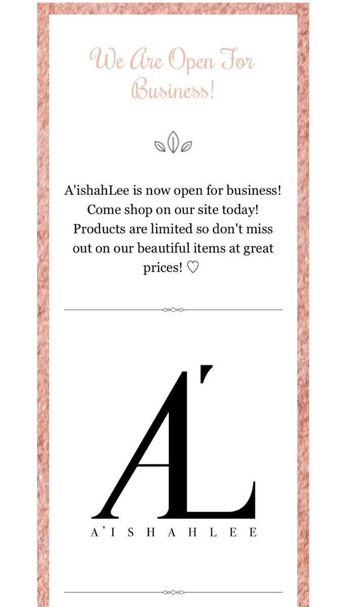 _aishahlee_'s tweet photo. We are now open for business! 🛍 Check out our website at https://t.co/kjPQoLCRIs to shop! 🤍✨

#aishahlee https://t.co/VPgk31F66I