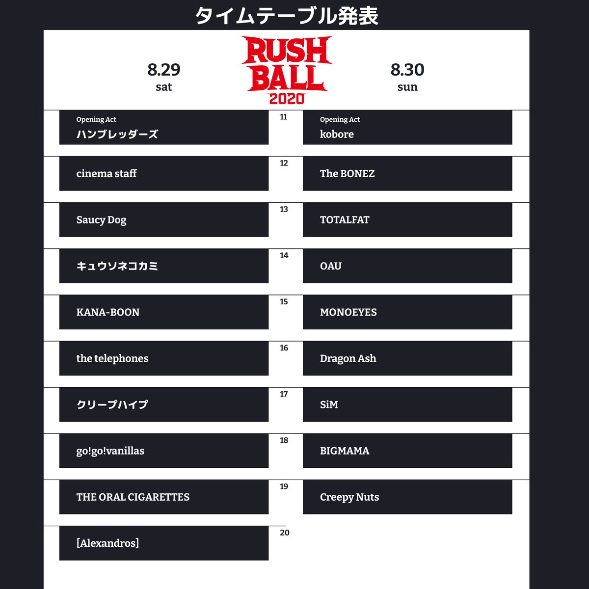 Rush Ball Rush Ball タイムテーブル発表 T Co Vy27nxf9tu Rush Ball Rush Ball タイムテーブル発表 T Co Vy27nxf9tu