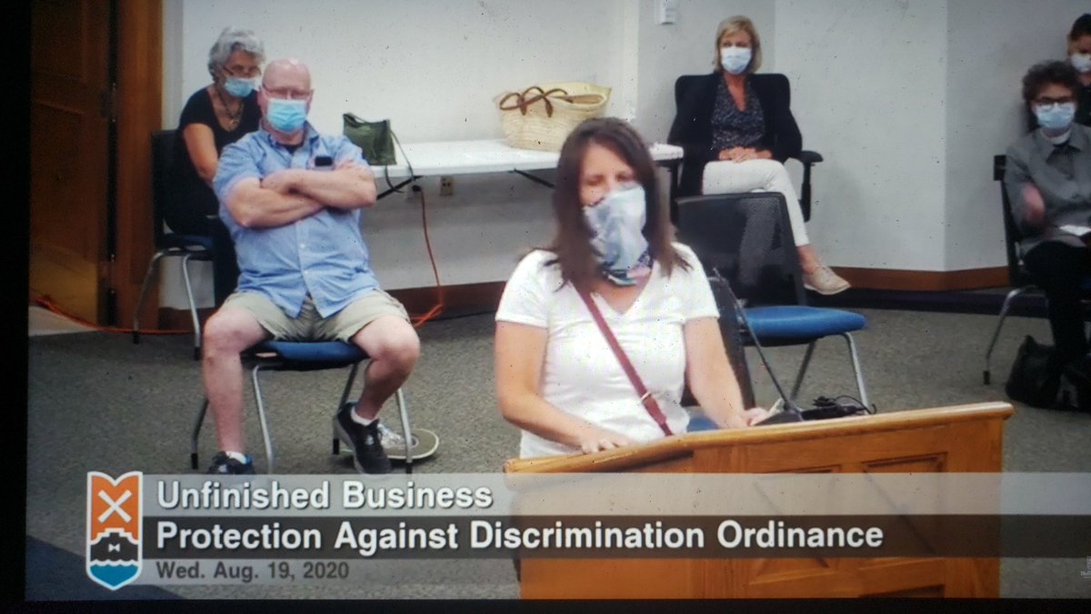 This lady is raising the next  @Ingrid_Jacques, and putting her kids on the homophobic homeschool to Hillsdale pipeline. She is against the ordinance.