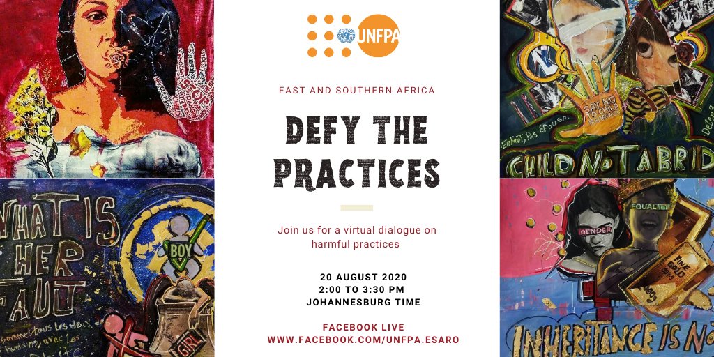 UNFPA_ESARO's tweet photo. ๐ข๐ขOnly a few hours to go!
Please be sure to join us today for the virtual dialogue on defying the practice of #childmarriage & #FGM at 14h00-15h30 SAT.
You can still register here to join: https://t.co/DNH88Jfhj0
#AgainstMyWill #SWOP200 https://t.co/xaGK2bB0VI