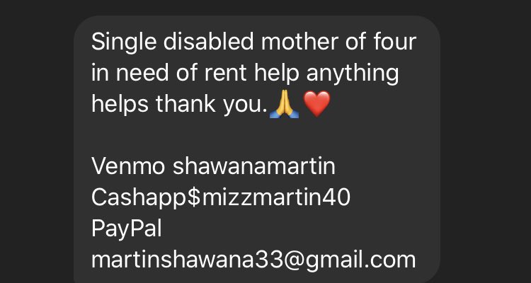 Shawana is trying to fundraise for rent to keep her and her kids stably housed.CashApp: $mizzmartin40Venmo: @ shawanamartin