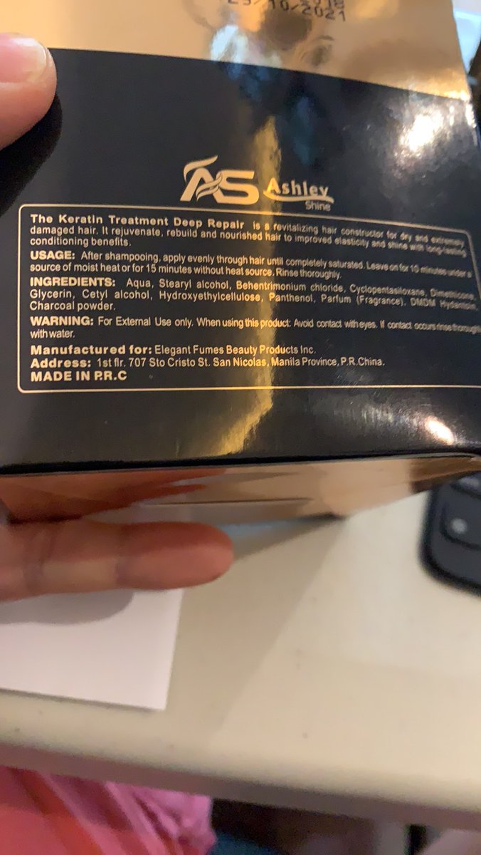 rapplerdotcom's tweet photo. LOOK: PBA Rep Jericho Nograles wants ban on Chinese hair beauty product Ashley Shine Keratin Treatment Deep Repair for stating in its product box that its address in Binondo, Manila is a “province of the People’s Republic of China.” | via @maracepeda
Photos from Nograles https://t.co/qvPjKiQGwD