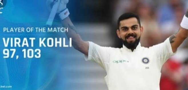 dcu_cricupdates's tweet photo. #OnThisDay in 2018

Virat Kohli Scored Match Winning 103 runs Inns against England at Nottingham.

•90+ in both inns in ENG 
•Virat 23rd Test 💯, 5th v ENG.
•Virat's 2nd 💯 in this series &amp; ENG.
•As Captain win MOM in ENG in Tests.👑

https://t.co/JuIlBbMEmZ