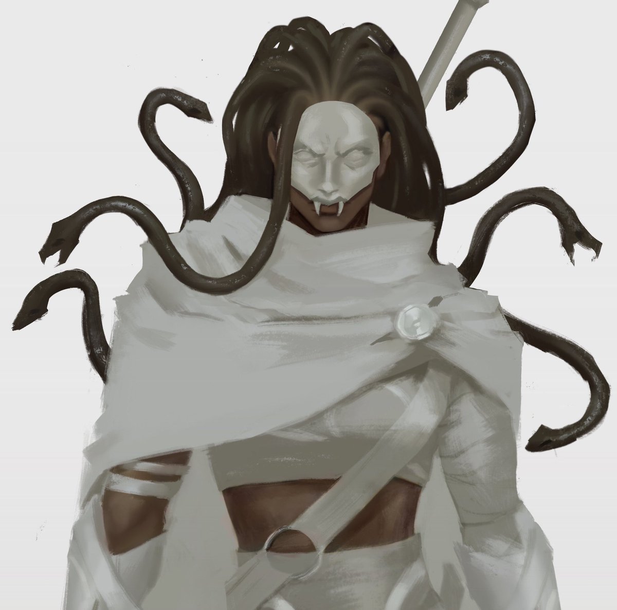 SUSPENDEDexplod's tweet image. what if Medusa but she’s a mercenary out for revenge 😏🐍