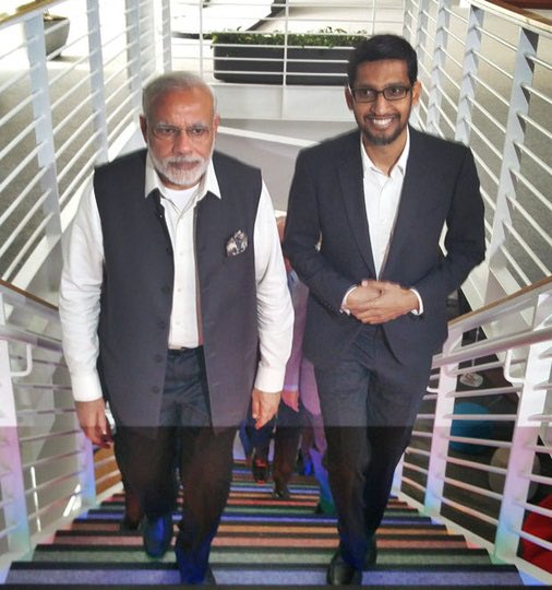 Now we do know that Google is a US tech giant headed by an Indian CEO.Not only is Sundar Pichai, just another Indian exec at a US firm, but he’s closely linked to Hindu supremacist Narendra Modi.In July 2020, he pledged to pump $10bil for Modi’s Digital India scheme./10