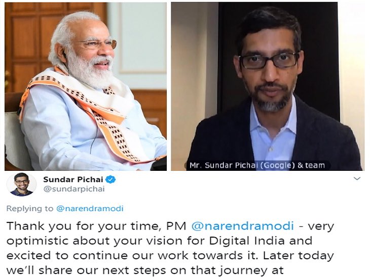 Now we do know that Google is a US tech giant headed by an Indian CEO.Not only is Sundar Pichai, just another Indian exec at a US firm, but he’s closely linked to Hindu supremacist Narendra Modi.In July 2020, he pledged to pump $10bil for Modi’s Digital India scheme./10