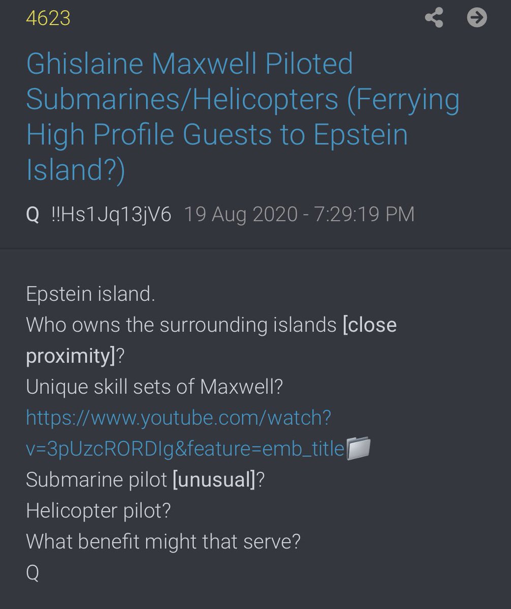 Watch the water... Who were these guests? New Q #4623 #EpsteinIsland  #GhislaineMaxwell  #qanon