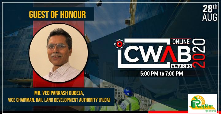 rlda_india's tweet photo. Mr. Ved Parkash Dudeja, Vice Chairman, RLDA to be the guest of honour for 15th Construction World Architect &amp; Builder Awards on 28th August 2020.

#RLDA #CWABAwards #CWABAwards2020 #ConstructionWorld #ConstructionWorldArchtectsBuilderAwards #VirtualEvents

@IRCTCofficial https://t.co/cFWANJe8hy