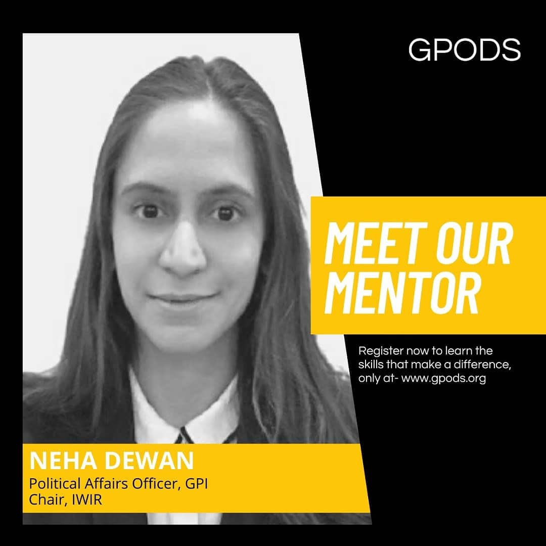 #MeetourMentor
@nehadewan96 is an expert in IR and Security, focusing on South Asian politics. She is a Non-Resident Fellow and Political Affairs Officer at @globalpolicyin. An alumnus of @LSRDU and @Cambridge_Uni, she is also a Consultant at @unesconewdelhi.