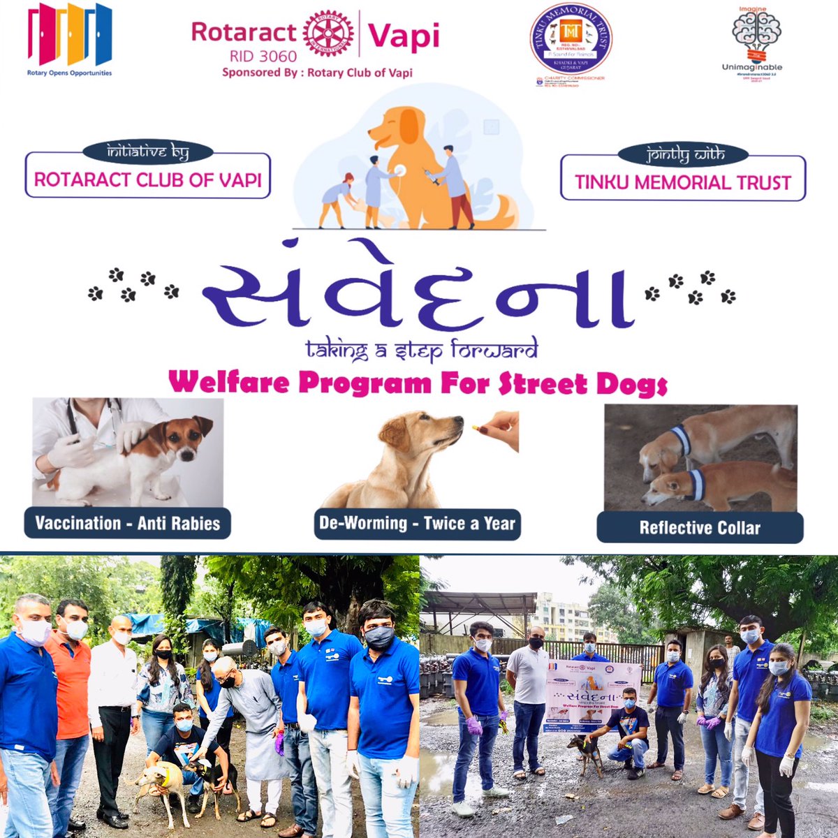 RotaractVapi's tweet image. “સંવેદના : Taking a step forward”

#WelfareProgram For Street Dogs 🦮

Anti-Rabies Vaccination , De-Worming , Reflective Collar &amp;amp; Feeding To Dogs ✨
@Manekagandhibjp 
@vijayrupanibjp 

#RotaractVapi 
#Rotaract3060 
#AnimalWelfare 
#DogLove