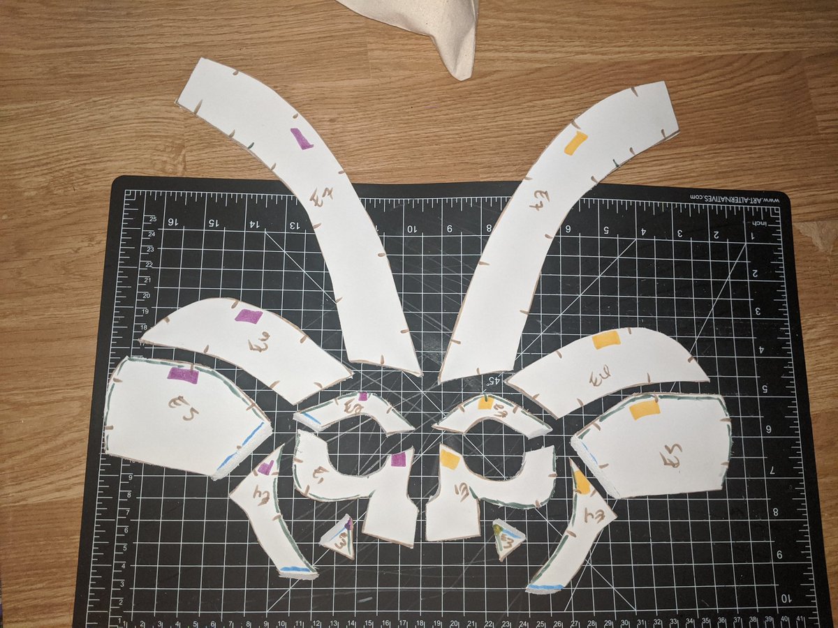 Ok decided to sand out the imperfections in my bevels, do a layout check, label and separate each of the patterns.These are all using the kamui patterns as the base, but I'll be doing a lot of additional detail work. I decided i might as well have a variety of shapes and sizes