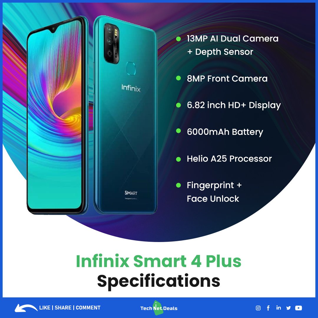 TechNetDeals's tweet photo. #InfinixSmart4Plus smartphone was launched on 21st July 2020.

Also Visit 👇
https://t.co/jJ7CDi7ThR
.
.
.
#infinix #infinixsmart4plus #infinixsmart#infinixsmart4#infinixhot #infinixnote #infinixindonesia #infinixphotography #infinixmobile#infinixanddavido #infinixbalikpapan https://t.co/R5rdQPBJHh