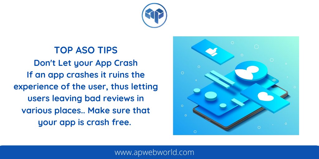 apwebworld's tweet photo. Don't Let your app crash.. Take care of your app.. Stay tuned for more tweets for ASO Tips on @apwebworld 
#apwebworld https://t.co/CyDJ1AK6Ei