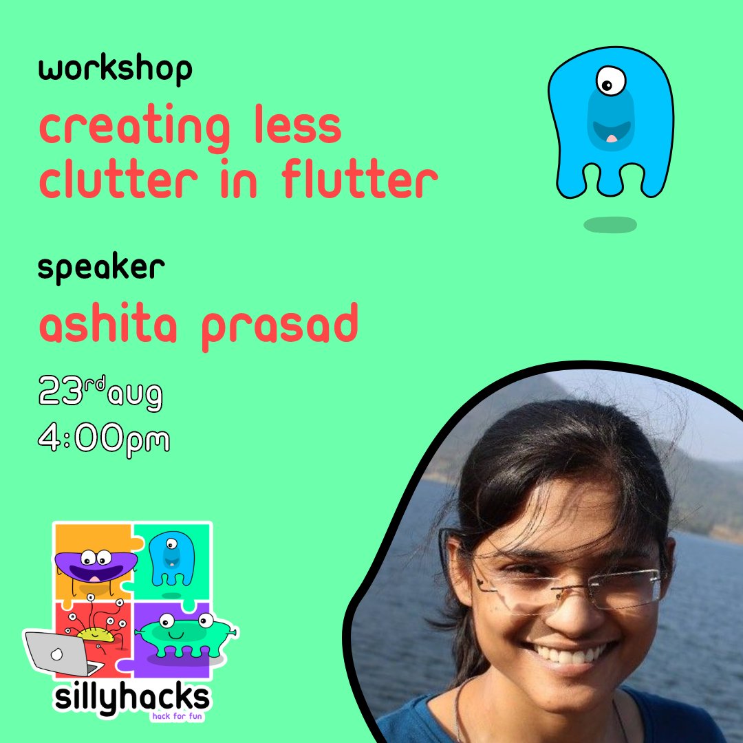 silly_hacks's tweet photo. There are a plethora of options for packages in Flutter & we often get confused about which one to use! 🤔
Our next speaker @ashitaprasad with her session "Less Clutter in Flutter" is there to help you out! 😉 😃
Date: 23/08/2020
Time: 16:00 IST
Link: https://t.co/jhq6GA4CS8 https://t.co/fwlmJuSL9i