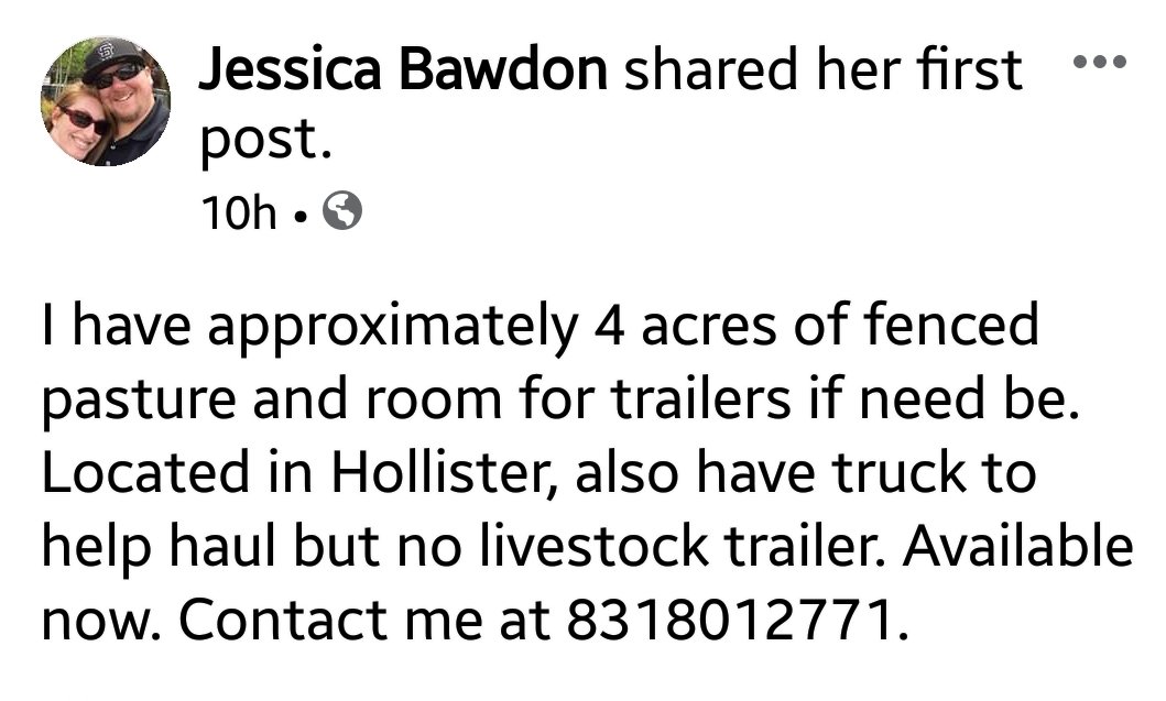  #RiverFire  #CarmelFire #MontereyCounty  #Equine #Horses  #Animals  #Livestock Post   http://www.facebook.com/groups/307043393748112/permalink/324889618630156 #CaliforniaFires  #California  #DAT  #Evacuations  #Salinas