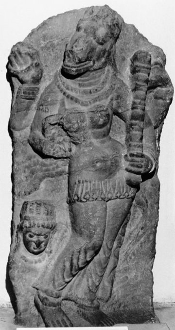 The North Indian & Northwest Indian female dress owes its origin to the styles already prevalent in North West India rather than the Mughals.Here is an image of Goddess Varahi from Kashmir of 7th century before their religion came to India. Notice the style of her dress.