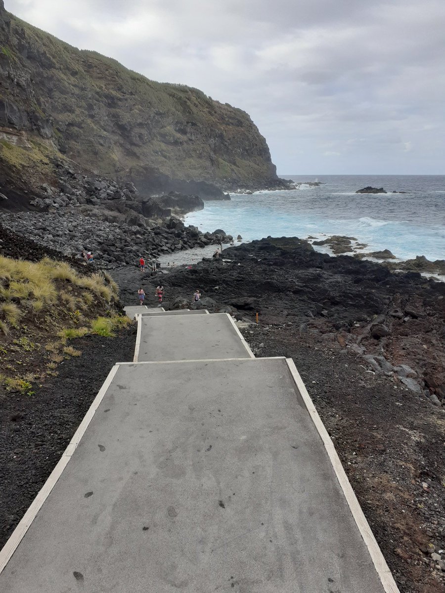 Ponta da Ferraria is the westernmost point in São Miguel. The empty parking lot and spa tells you this is not a normal year.There is a natural pool of thermal waters in which you can indulge free of charge.72/n &ndash; bei  Termas da Ferraria