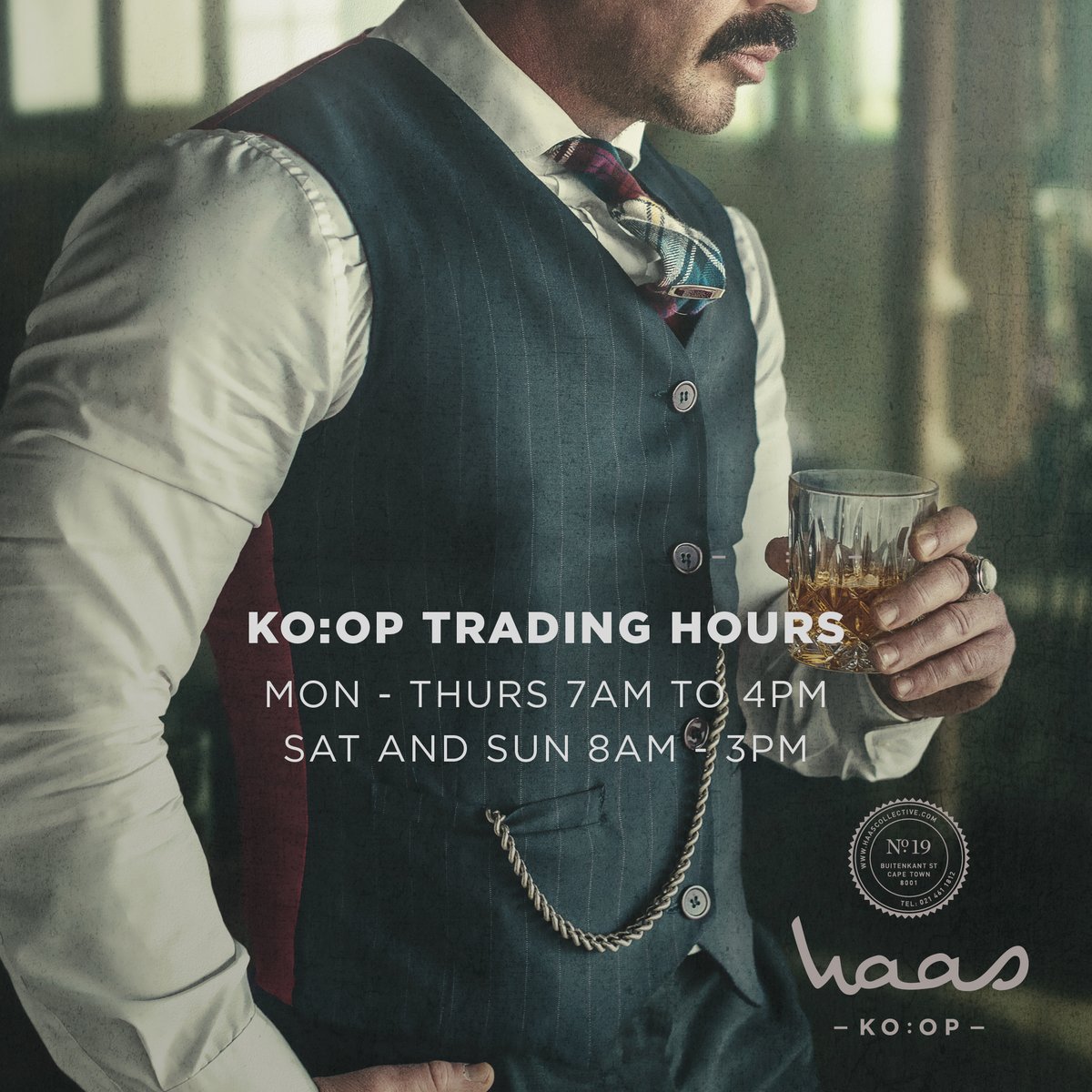 Check out our Haas KO:OP trading hours below – we can’t wait to see you. 
Monday to Thursday: 7am to 4pm
Saturdays &amp; Sundays: 8am to 3pm
Please note that we are not open on Fridays. #HaasKoop