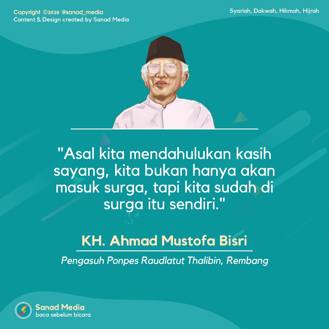sanad__media's tweet photo. "Asal kita mendahulukan kasih sayang, kita bukan hanya akan masuk surga, tapi kita sudah di surga itu sendiri."

~Gus Mus
#sanad #sanadmedia #gusmus https://t.co/UOfEqn4M4f