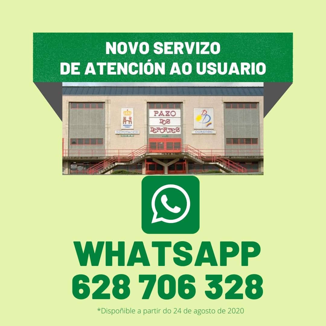 PazoPacoPaz's tweet photo. 📢NOVIDADE!!

A partir do luns, 24 de agosto, novo servizo de atención ao usuario vía Whatsapp, para formular consultas, dúbidas, suxestións...

☎️628706328 https://t.co/XXmrOrL8qL