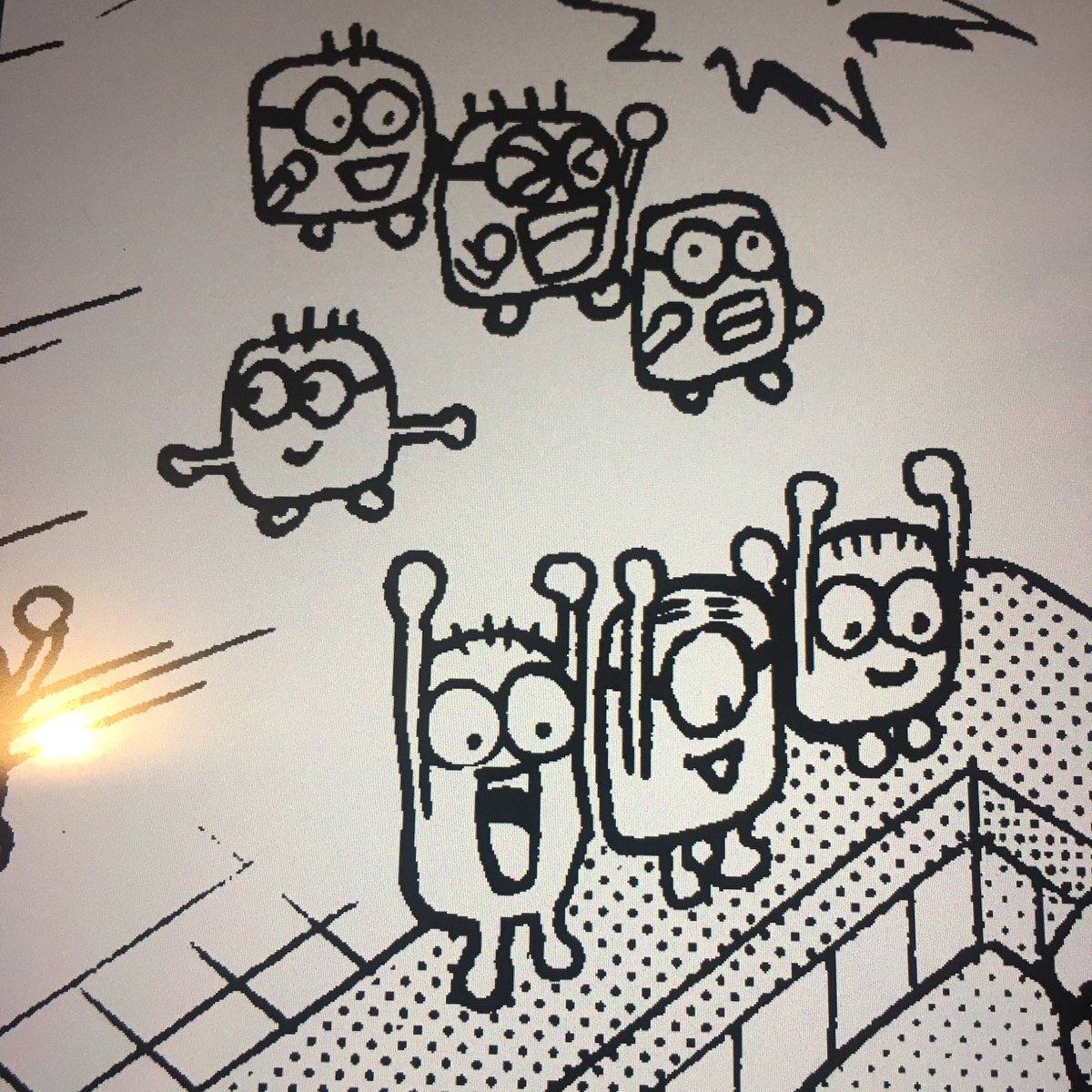 小泉作十 ミニオンズ 充電 على تويتر お風呂に舞い降りた天使たち 色塗り中 うしろのミニオン 遠くのミニオン