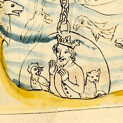 Here's another depiction of the story. Alexander is SO excited. His cat seems less enthused.(Morgan Library, MS m268, f. 022r)  #MedievalTwitter