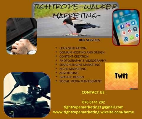 #Business owners, does this sounds familiar:
No #website
Have the #social platform, but do not know how to market your company on it. 
Struggle with #advertising

Contact:
076 6141 202
tightropemarketing1@gmail.com
tightropemarketing.wixsite.com/home
 #googleadwords  #marketingconsultant