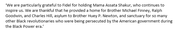 1. When Castro died in 2016, BLM founder Patrisse Cullors issued a tribute which incl thanks for harbouring police killers Finney, Goodwin & Hill. The men, in a car carrying weapons for a black revolutionary group, shot New Mexico officer Robt Rosenblum in a traffic stop