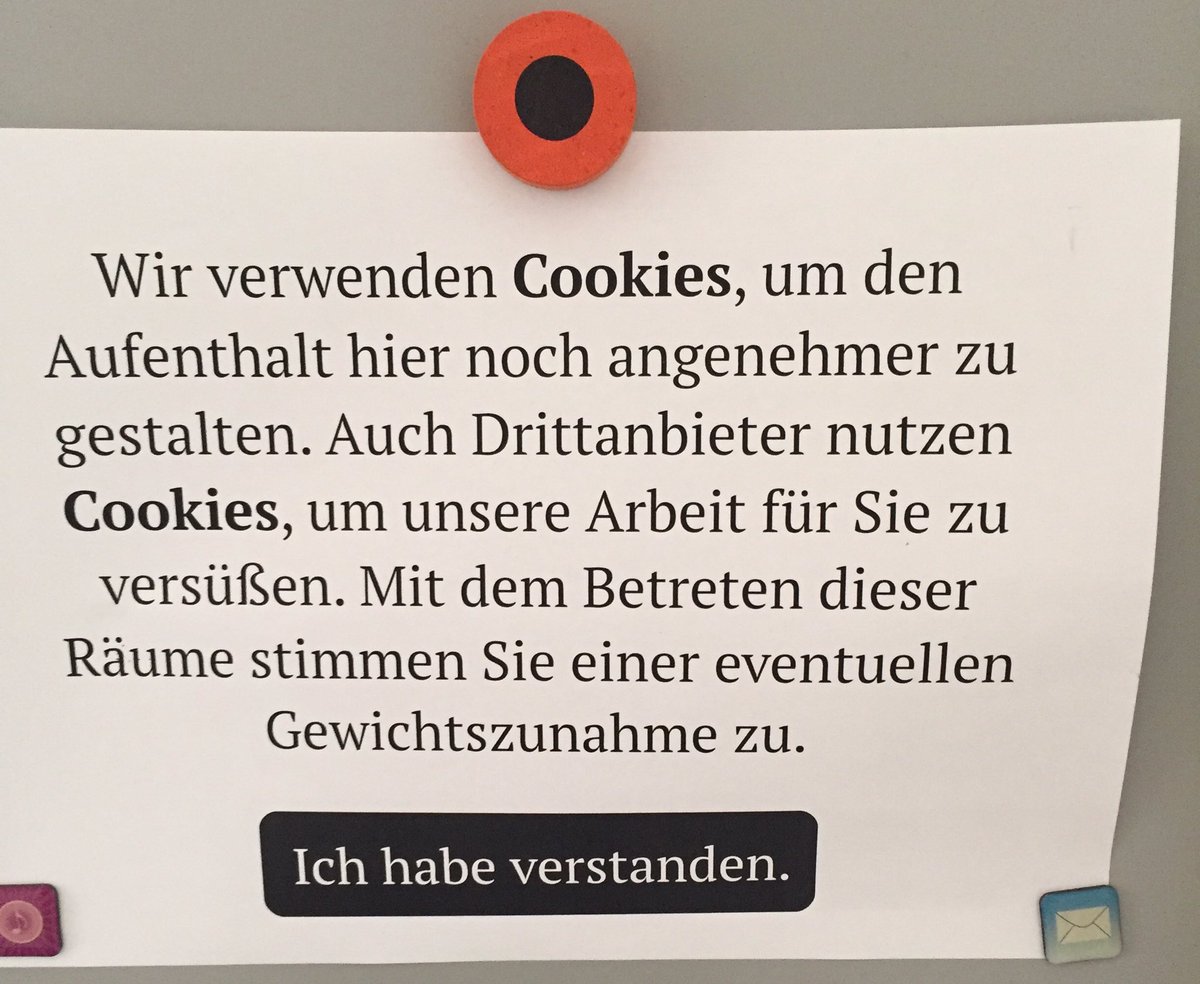 Denken Sie bitte auch in der privaten Kommunikation daran, rechtskonform auf die Verwendung von Cookies hinzuweisen. 🍪 
#cookies #consent #office