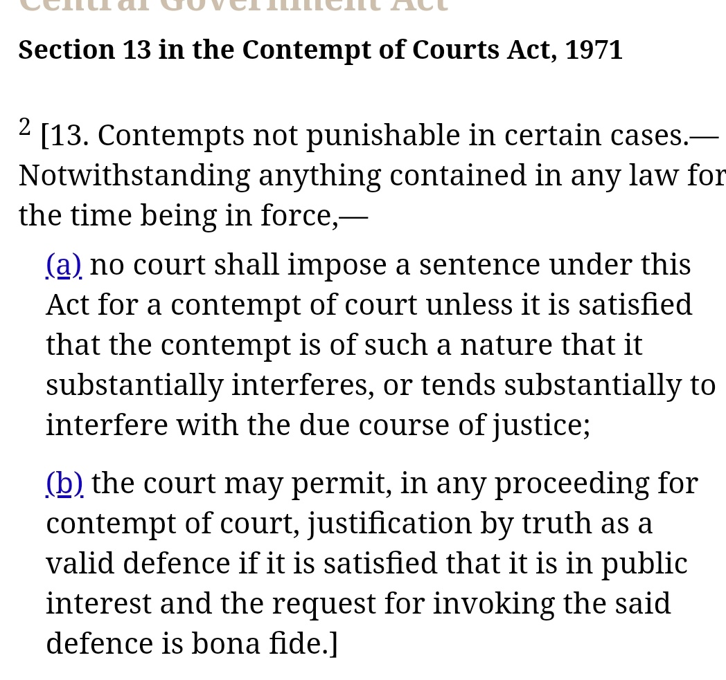 Dhavan refers to Section 13 of the Contempt of Courts Act. #Bhushan  #PrashantBhushan  @pbhushan1