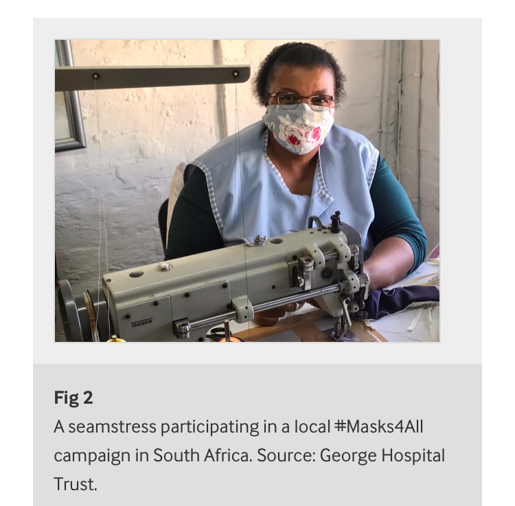 3/ Eg. Community-led  #masks4All campaign that started in Czech republic, appeals to a shared set of values, (my mask protects you, your mask protects me) used celebrity influencers, music, community mask making & sharing, and spread globally, incl rural hospital in South Africa
