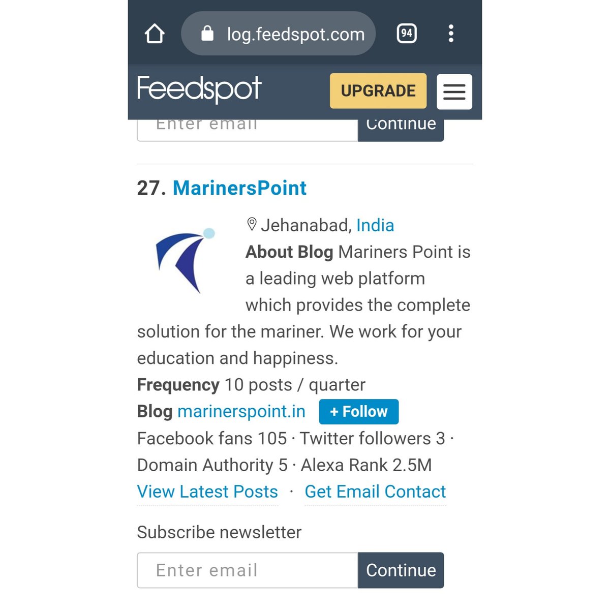 marinerspoint's tweet photo. Marinerspoint listed in the top 40 marine website all over the World.... https://t.co/cZbQ1LCQ5N