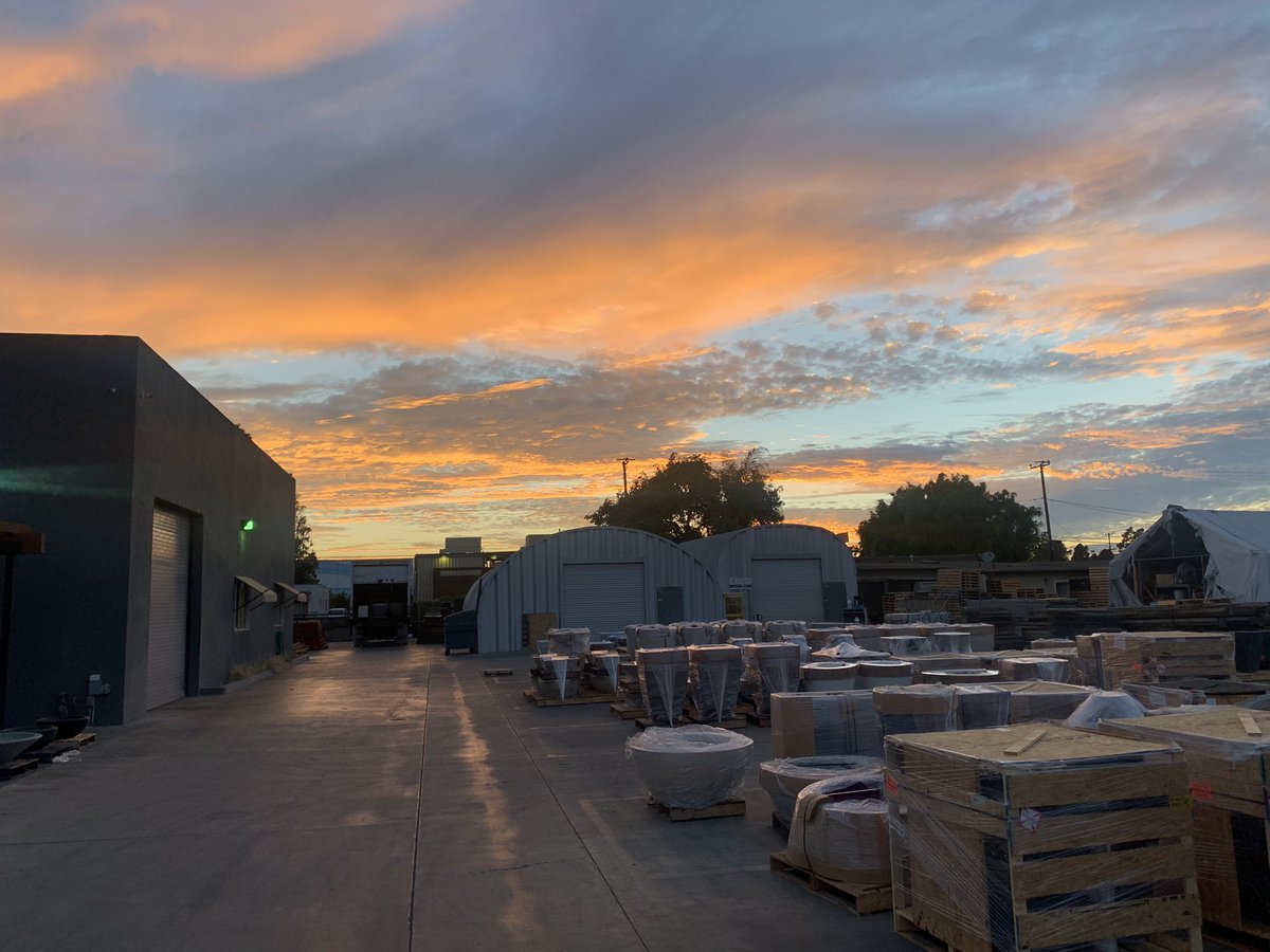 Record Heat in Southern California creates beautiful sunsets. #California #sunsets #firebowls #planters #archpot