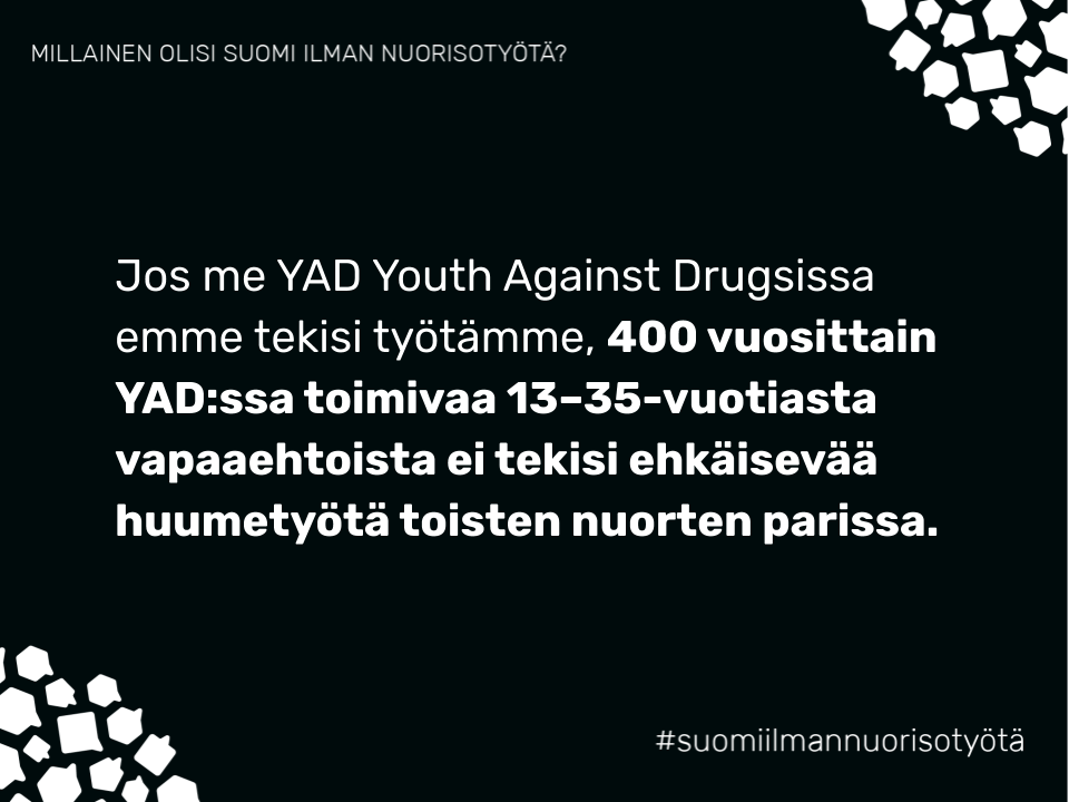 YAD_ry's tweet photo. Nuorten hyvinvointi tarvitsee nyt tukea enemmän kuin koskaan. 

#suomiilmannuorisotyötä https://t.co/s8nzGxMP4E
