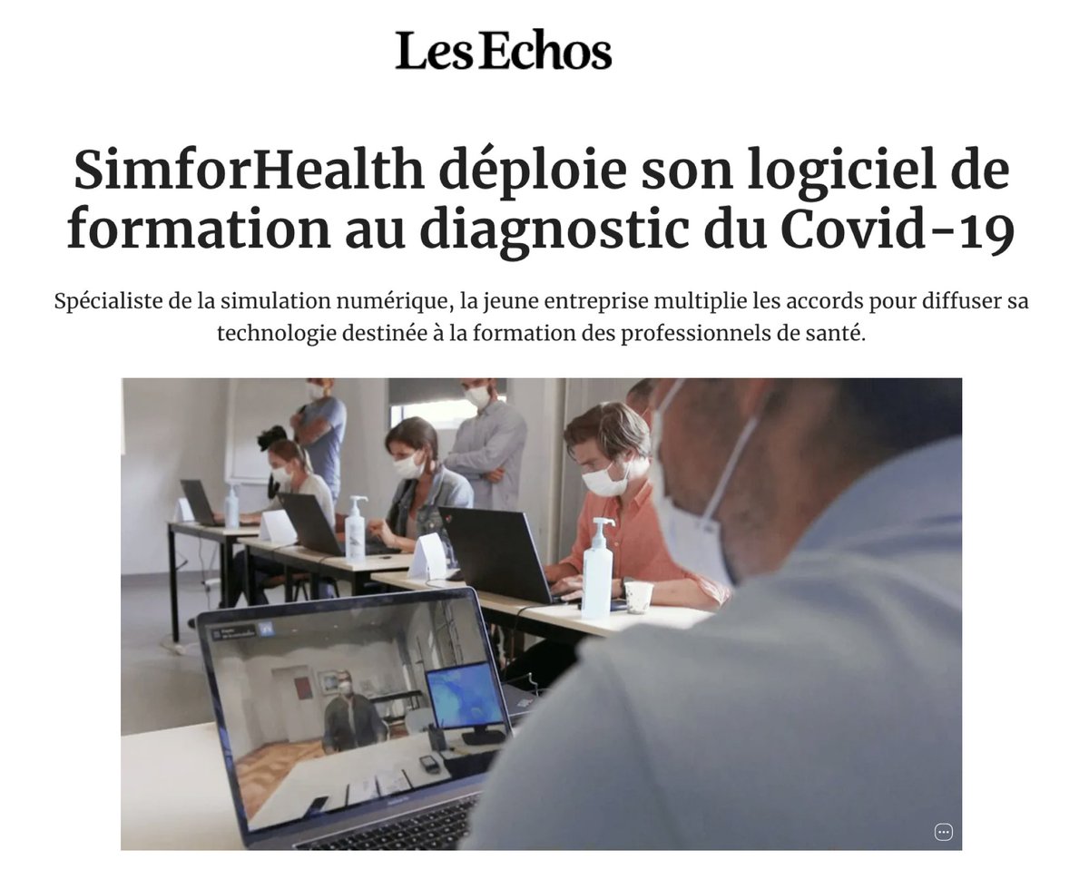 Jerome Leleu (@jeromeleleu) on Twitter photo 👍 Article dans <a href="/LesEchos/">Les Echos</a> sur <a href="/SimforHealth/">SimforHealth</a> avec notre projet de déploiement auprès de 100000 professionnels de santé du simulateur numérique de formation dédié au #covid19 crée avec le <a href="/CHUBordeaux/">CHU de Bordeaux</a>
#Learntofight💪<a href="/yannbubien/">Yann Bubien</a>
📌 linkedin.com/posts/jeromele… par <a href="/FNiedercorn/">Niedercorn</a> #hcsmeufr 👍 Article dans <a href="/LesEchos/">Les Echos</a> sur <a href="/SimforHealth/">SimforHealth</a> avec notre projet de déploiement auprès de 100000 professionnels de santé du simulateur numérique de formation dédié au #covid19 crée avec le <a href="/CHUBordeaux/">CHU de Bordeaux</a>
#Learntofight💪<a href="/yannbubien/">Yann Bubien</a>
📌 linkedin.com/posts/jeromele… par <a href="/FNiedercorn/">Niedercorn</a> #hcsmeufr