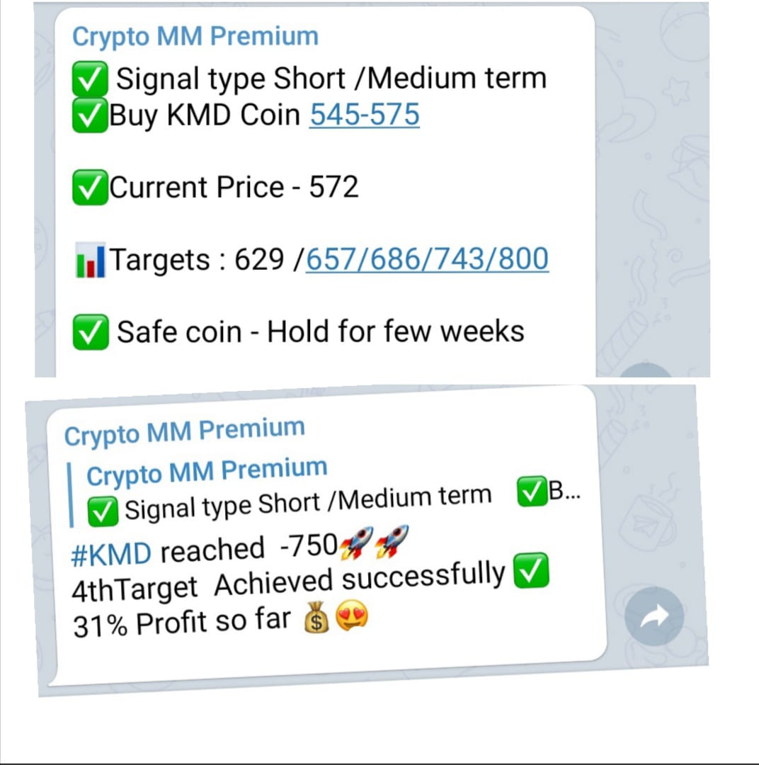 We shared #KMD signal on our Telegram #KMD Hit -750🚀🚀
4th Target Achieved successfully ✅
31 % Profit so far 💰😍 Don't miss next bullish calls ..Join us on Telegram : Link - telegram.me/Cryptomoneymak…