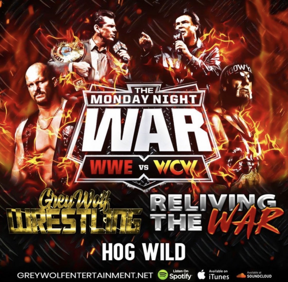 GreyWolfEnt's tweet photo. The latest episode of 'Reliving The War' looks at the first #WCW ppv after the formation of the #NWO 🤘
The lads throwback to ‘HOG WILD' to recap one of the most landmark events in WCW history 💀
🎧 : https://t.co/FxkZIYE744 (Spotify)
🍏: https://t.co/DFOT95jr0A (Apple Podcasts) https://t.co/Se1f192oIW