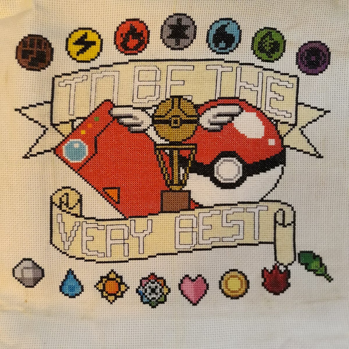Pandeimonium's tweet photo. After working on this for many years on and off, I have finally put the final stitches in it!
Still needs a wash, iron and a frame.
30x25cm/ 12x10 inches in size.
Pattern by Lord Libidan.

#Pokèmon #CrossStitch #Embroidery #Artist #DisabledArtist #Handmade #StitchWitch https://t.co/ojVtvhiSB8