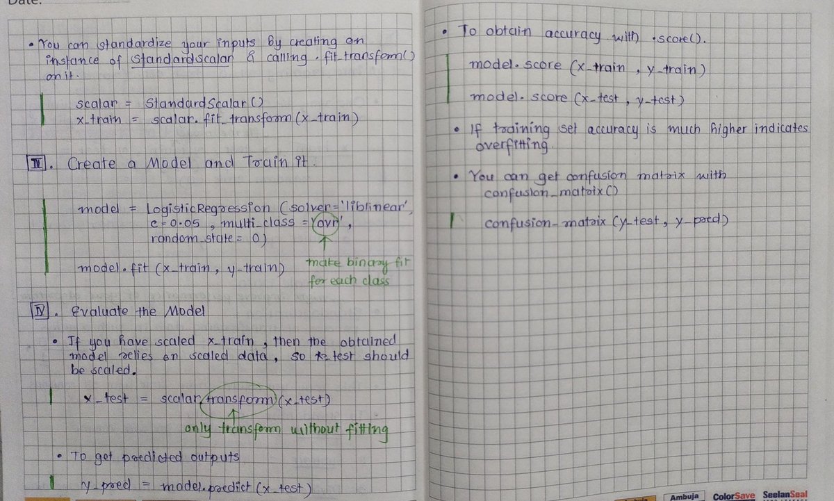 Nickruti28's tweet photo. #Day37 of #100DaysOfCode 
Here are some notes for you all which I noted from #RealPython website on 'Logistic Regression in #Python: Handwriting recognition' #MachineLearning. Along with that I learnt two new #Algorithms The Skyline Problem and Fractional Knapsack. #ProductiveDay https://t.co/xh5RTZgmTc